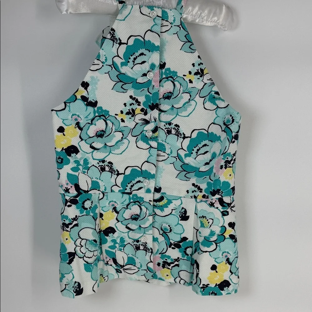 Janie and Jack Floral Halter Top in Teal and Yellow - size 8